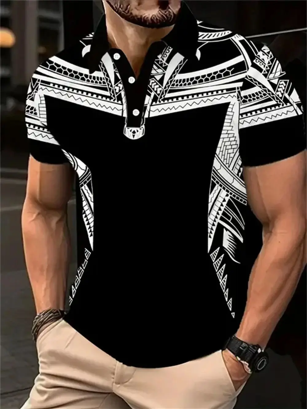 Men's Colour Block Stripe Short Sleeve Summer Thin Polo Shirt,Stylish Zipper Crew Neck Polo Shirt,Men's Golf Casual Polo Shirt 11 S27981a17c7344780ad903d8dae9676e0I
