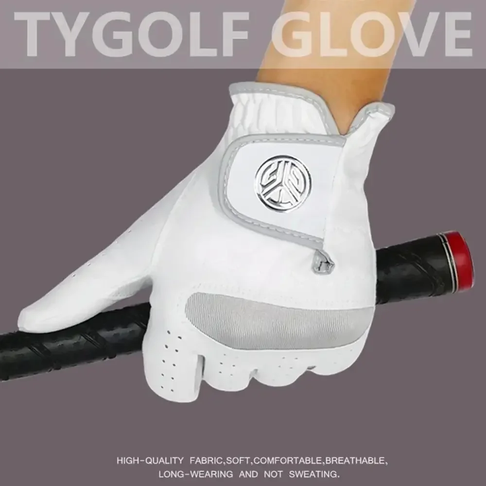 1 Pcs Men's Left Hand Golf Glove Right Hand Micro Soft Fiber Breathable Mens Golf Gloves White Color 5