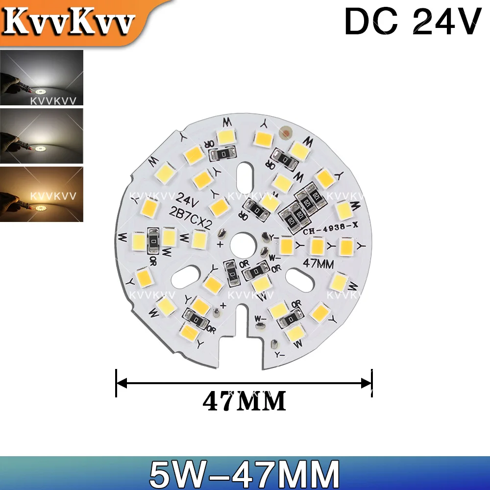 DC24V SMD2835 LED 칩 보드 3W 5W 10W 15W 백색/웜 화이트 48mm 원형 PCB 모듈 광원 DIY 다운라이트/스포트라이트 램프용