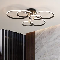 Lustre de plafond LED moderne pour salon chambre, plafonnier rond à intensité variable, plafonnier de chambre or/Chrome/noir 2