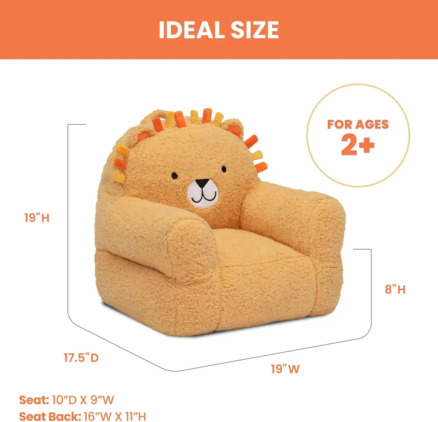 Children Lion Cozee Buddy Chair, Orange 3