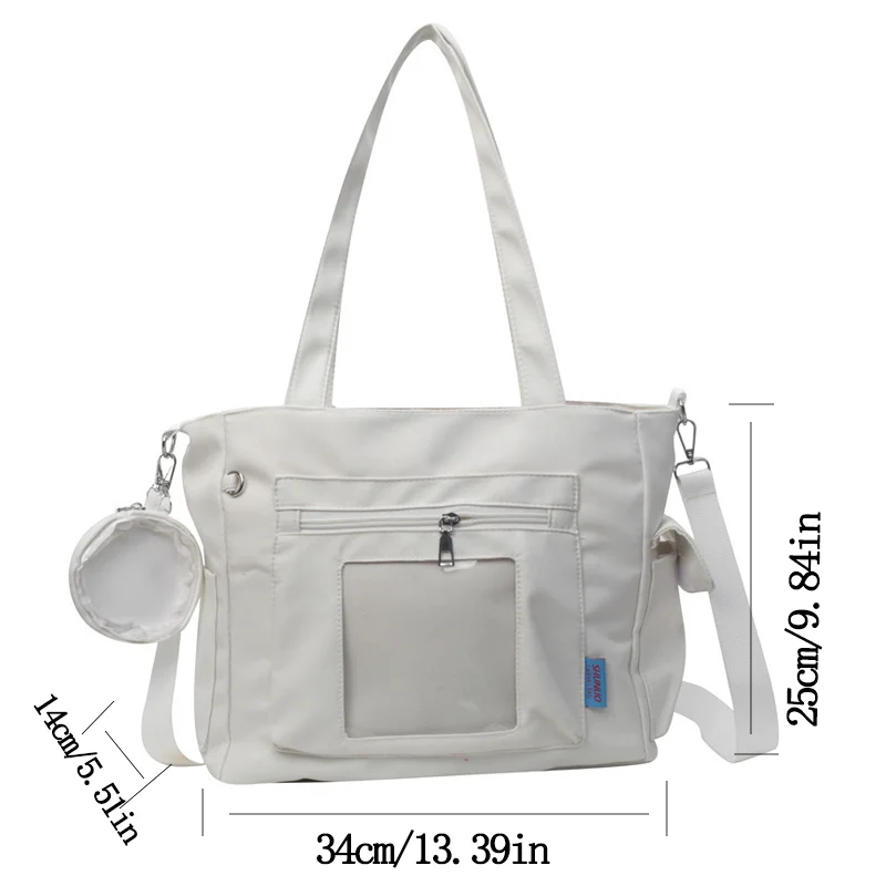 Women's Bag Large Capacity Ita Bag Transparent Nylon Shoulder Bag Daily Commuting With A Transparent Small Bag
