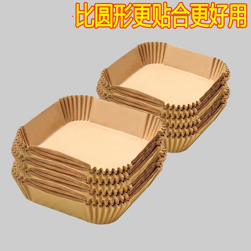 

100pcs Air Fryer Paper Vegetable Disposable Baking Liner Non-stick Mat Steamer Round Square Kitchen Tools Accessories Food Grade
