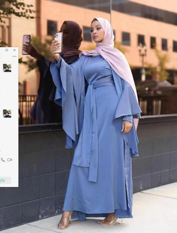 

Ramadan Morocco Dress Muslim Women 2 Piece Set Eid Abaya Satin Lace-up Prayer Abayas Party Dresses Robe Longue Vestidos Largos