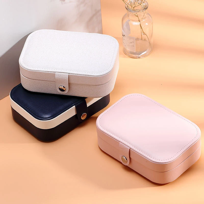 Jewelry box portable jewelry organizer display travel case boxes button leather storage zipper jewelers Joyero