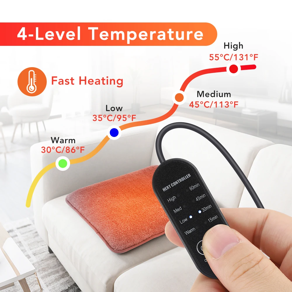 USB Electric Heated Seat Cushion, 4 Temperature Settings, Car Seat Heater, Cold Resistant Chair, Heated Mat for Office Travel