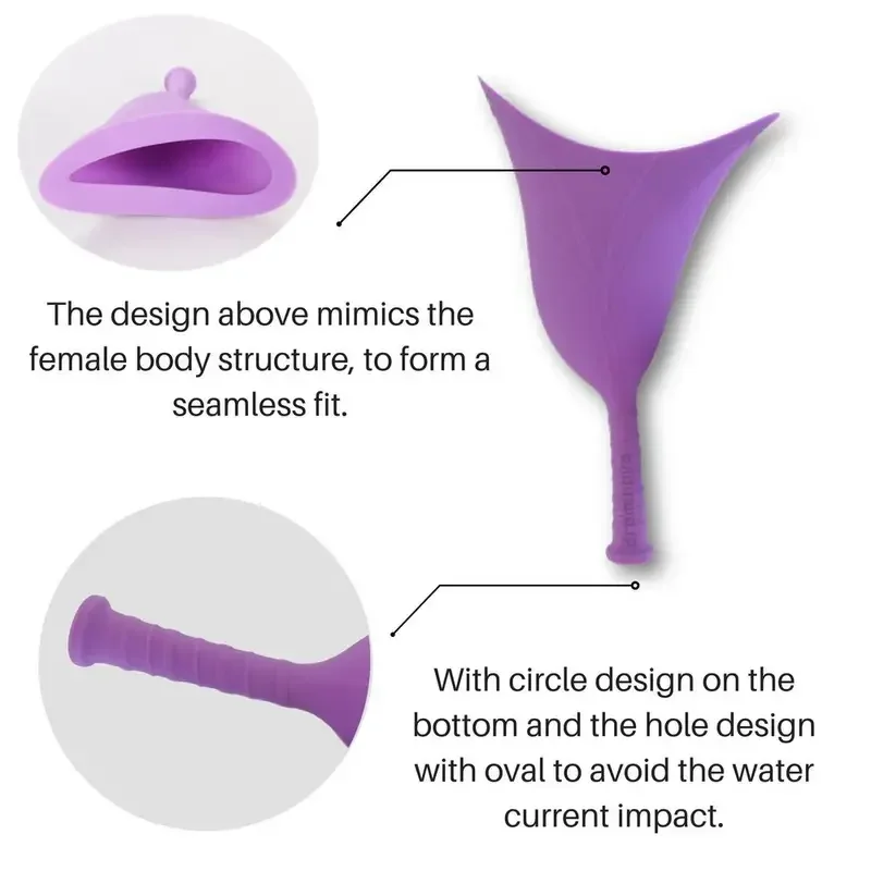 Silicone Female Urination Device Portable Female Standing Up Urinal Reusable Women Pee Funnel for Outdoor Travel Camping Hiking