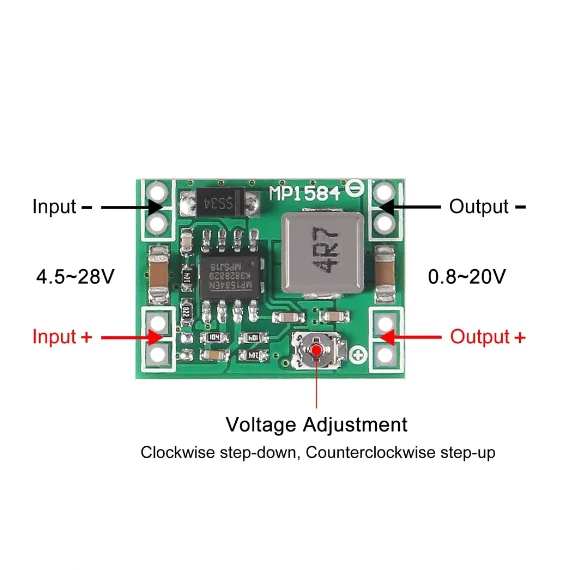MP1584 DC-DC Buck Power Module MP1584EN 3A Adjustable Buck Converter for Arduino Ultra Small Size Replaces LM2596 5V 12V