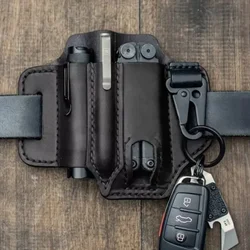 Leather Sheath for Leatherman Multitool Sheath EDC Pocket Organizer with Key Holder for Belt and Flashlight Camping Outdoor Tool