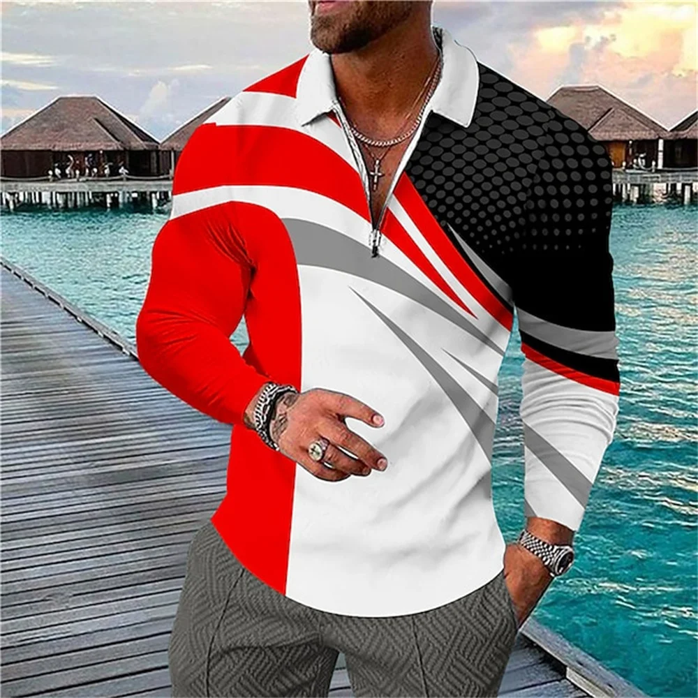 Polo Da Uomo Golf Gradient Turndown Honda Men'S T-Shirt Moto Racing Outdoor Street Manica Lunga Cerniera Abbigliamento Abbigliamento