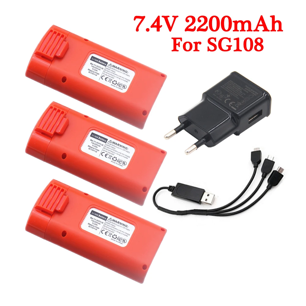 

Original 7.4V 2200mAh Lipo Battery With Charger Set For SG108 SG-108 Drone RC Quadcopter Spare Parts for SG108 Drone Battery