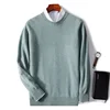 100% Pure Wool Men's O-Neck Pullover Solid Large Size Loose Casual Sweater Spring and Autumn Can Be Outdoor Cashmere Sweater 3