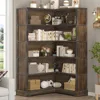Wood Corner Bookcase, 5-Shelf 65 Inch Tall Bookshelf with Storage, Floor Standing Display Book Shelf for Living Room 2