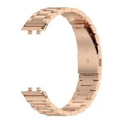 Premium Stainless Steel 3 - Bead Watch Band with Butterfly Clasp Bracelet - Band 8 9 10 (Rose Gold)