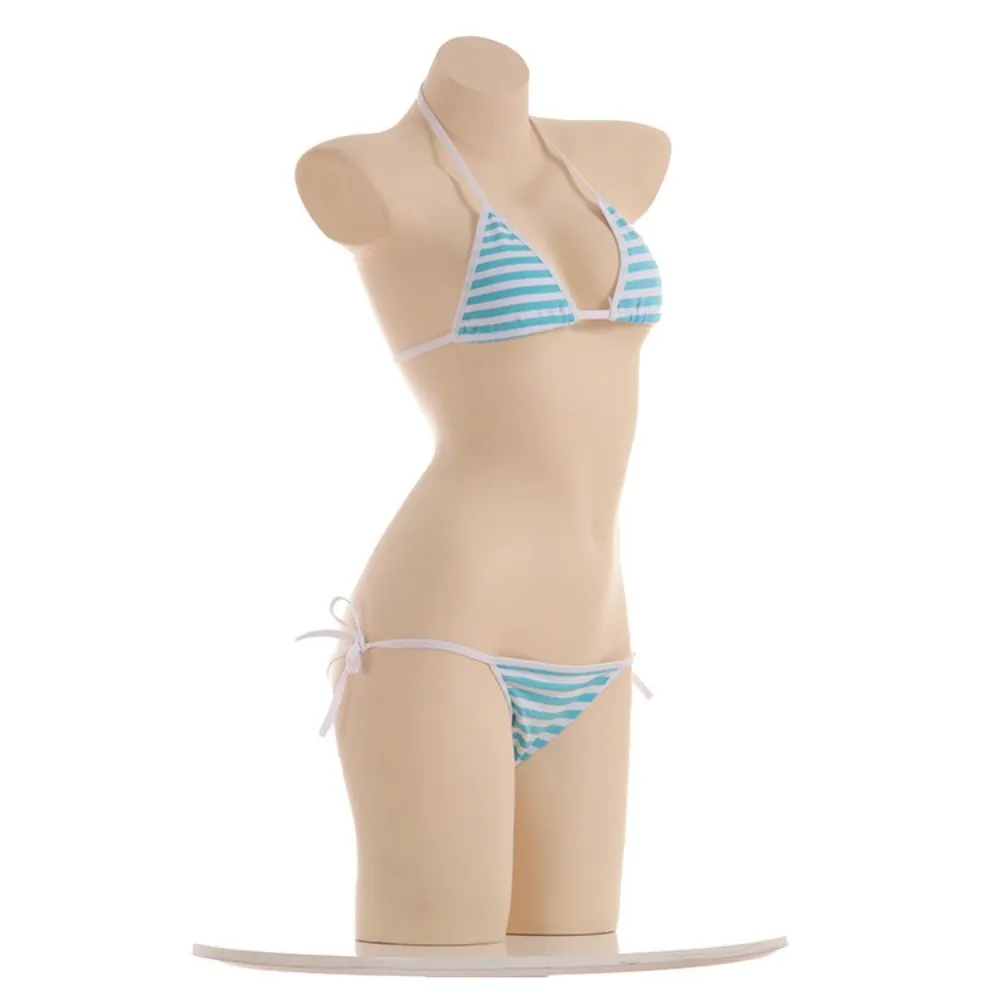 Erotic Lingerie Japanese Sexy Lingerie Lolita Kawaii Blue Pink White Striped Mini Bikini Adult Cosplay Erotic Costumes Bra Women Underwear Set