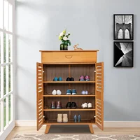 Retro 5 Tier Shoe Rack Classic Passageway Storage Cabinet with Drawer for Home Living Room Bedroom Chic Shore Hanger Tools 2