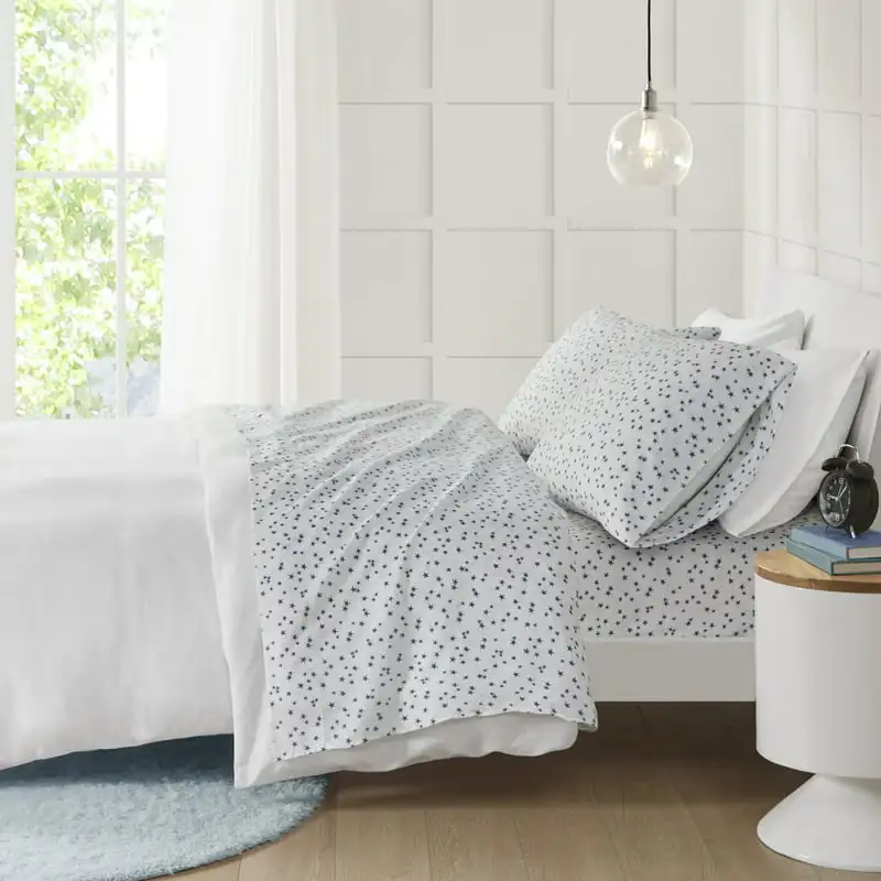 

Teen Soft Microfiber Star Sheet Set, Blue White, 3 piece, Twin