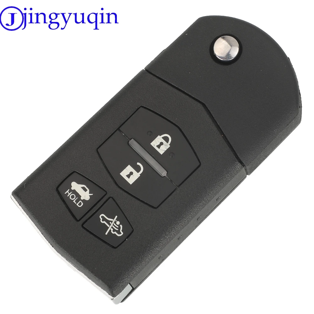 jingyuqin 4 Buttons Remote Folding Flip Car Key Fob Shell Cover Case For Mazda5 EU 2005 2007 CX7 Replacement