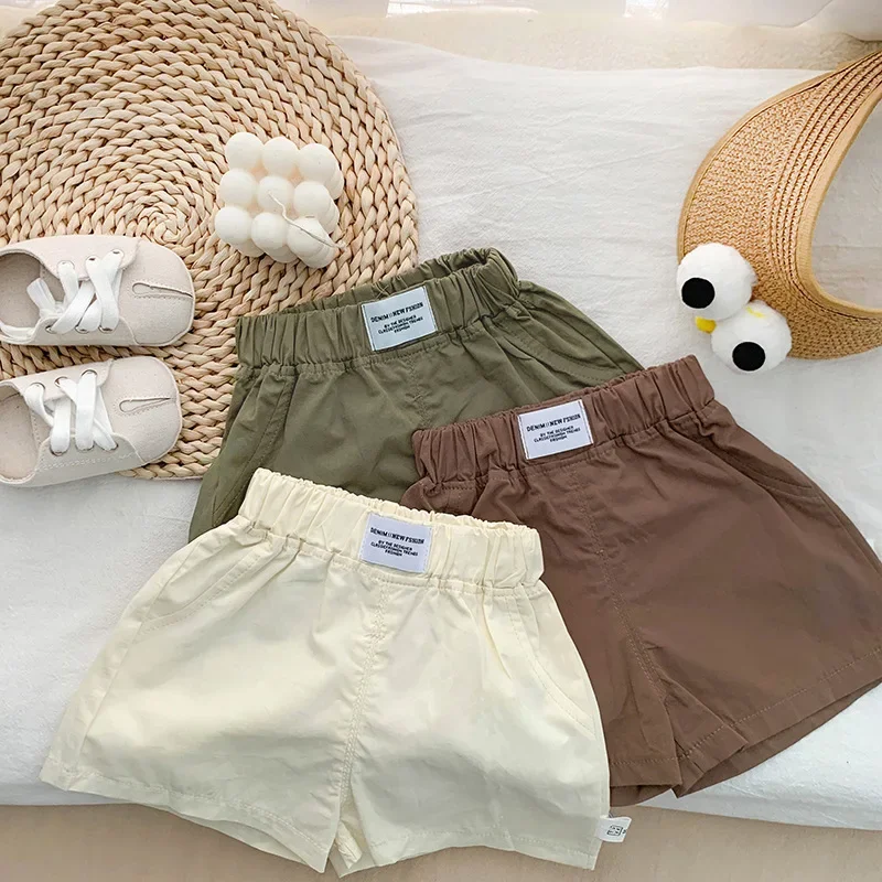 Boys' Shorts, Summer Thin Cotton Children's Pants, Outer Five Quarter Middle , Baby White Pants, Stylish and Cool