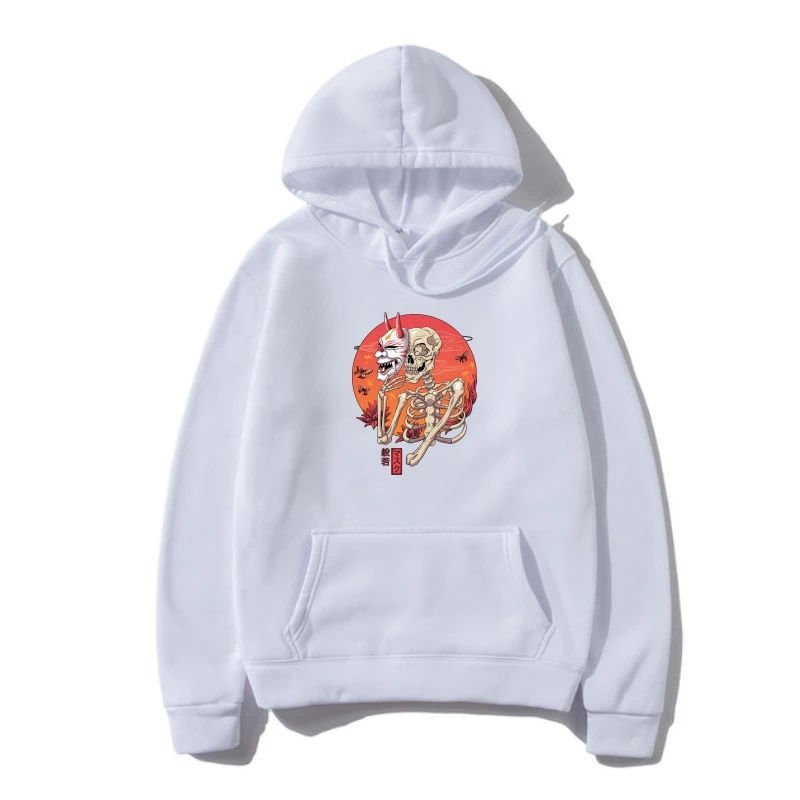 Hannya Yokai Mask Funny Skeleton Ritratti Ar Capispalla Neri Unisex 2022 Funny Sweatshir Hoody
