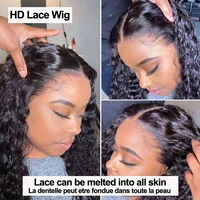 Kinky Curly Wigs 100% Human Hair Wigs Water Deep Wave Brazilian HD Lace Frontal Wig 13x6 HD Lace Front Human Hair Wig For Women 3