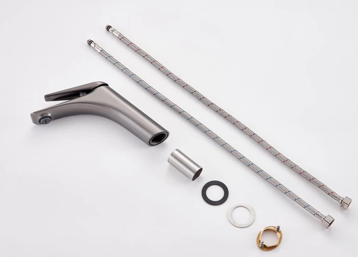 shiny Rose Gold Bathroom Faucets Brief Basin Faucet Sink Mixer Tap Hot & Cold Deck Mounted Lavatory Crane Water Tap