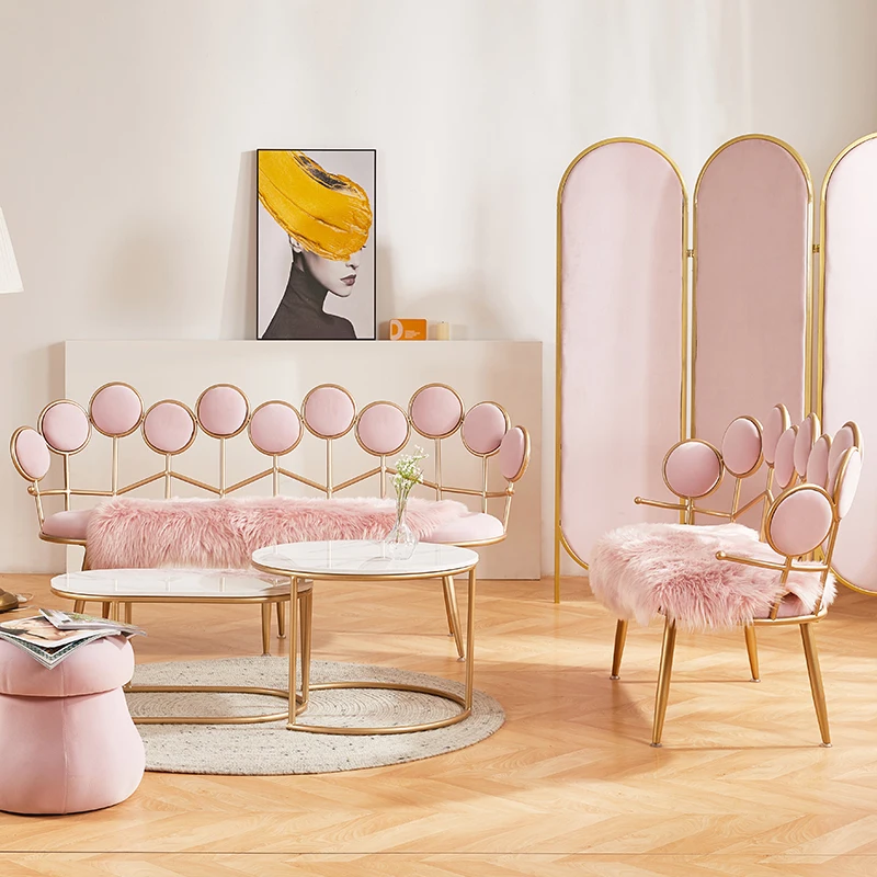 

zq INS Iron Art Sofa Simple Modern Nordic Beauty Salon Leisure Tea Table Combination