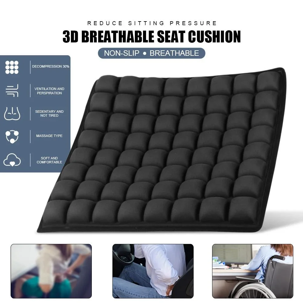 Sondur Inflatable Travel Seat Cushion - 3D Air Cell Cushion For Airplane, Office, Car & Wheelchair (17.7x15.7 In)