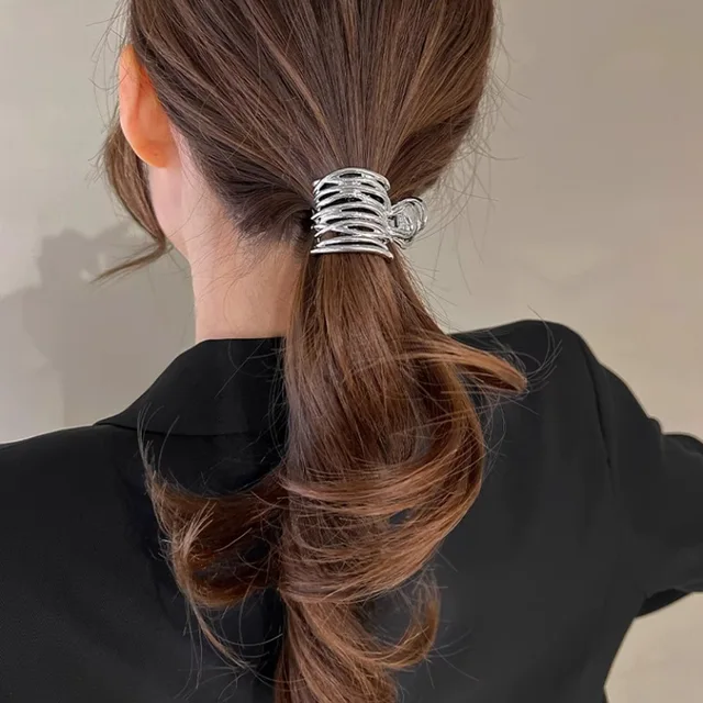 42762-937285.jpg Hollow Metal Fixed Artifact Hair Clip Temperament Clip Cool Style High-end Feeling Women's High Ponytail Grip Clip