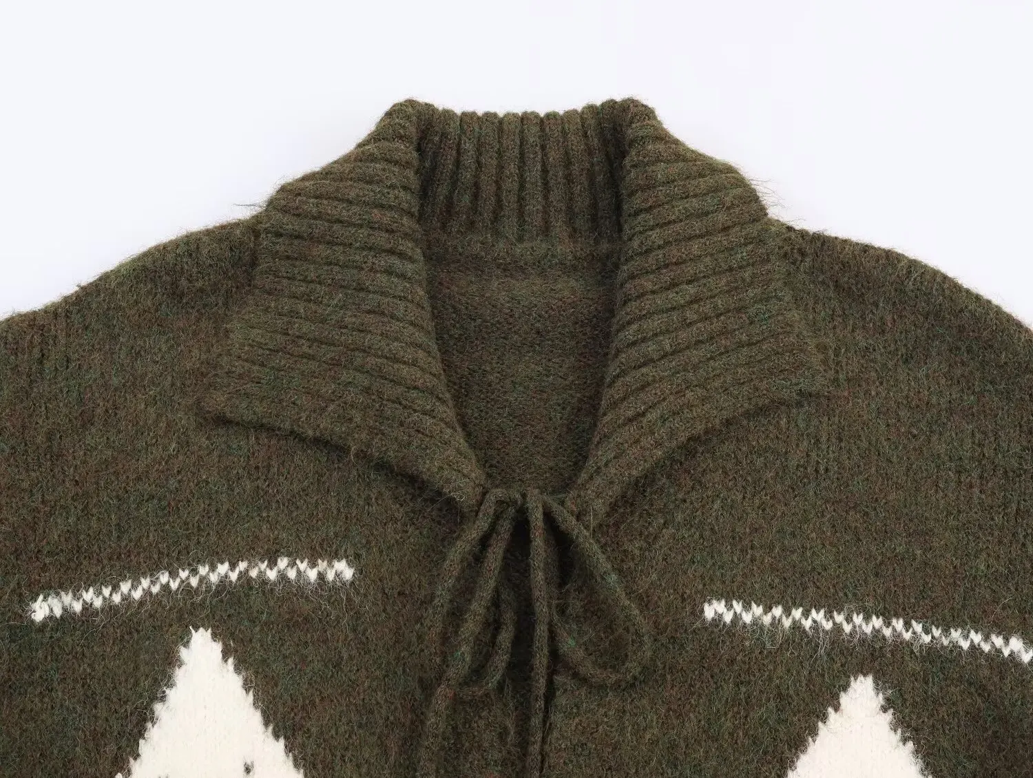 Women British Style Autumn Winter Knitted Cardigan Female V-Neck Diamond Pattern Frenum Long Sleeved Commute Sweater Streetwear