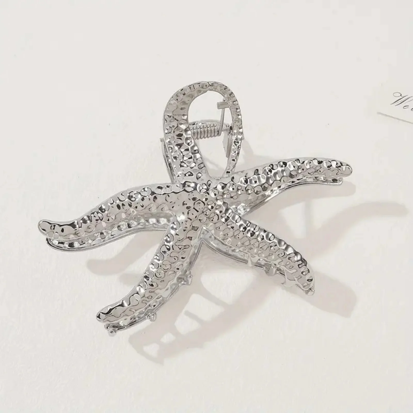 1PC Starfish - Shaped Hair Claw Clips, Gold & Silver Textured Metal Hair Grips, Chic Beachy Hair Accessories for Women