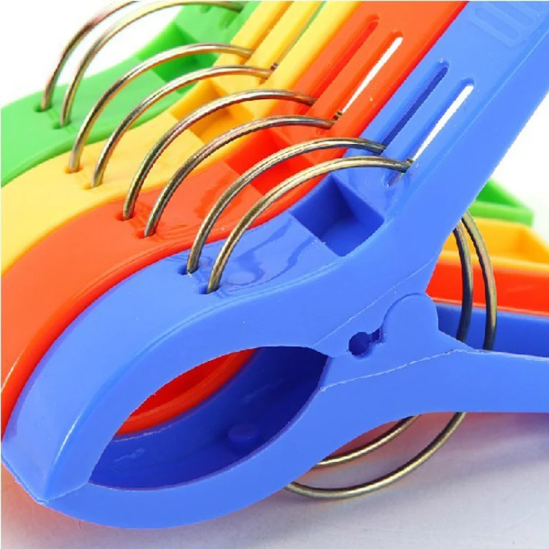 4/8pcs Large Bright Colour Clothes Clip Plastic Beach Towel Pegs Clothespin Clips Sunbed Home Wardrobe Storage