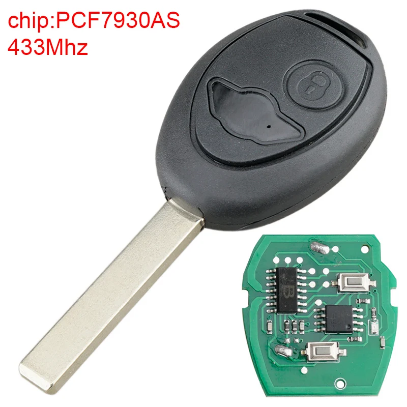 

433Mhz Black Car Remote Key Fob Key Shell Case with PCF7930AS Chip Fit for B-MW Mini Cooper R50 R53 S 2001-2005