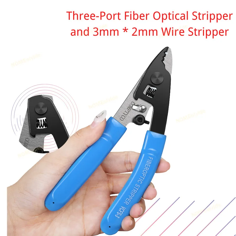 

COMPTYCO 2 PCS Fiber Optic Tool Kit VCFS-2/3 Two/Three-Port Fiber Optical Stripper and 3mm * 2mm Wire Stripper Drop Cable 3 port