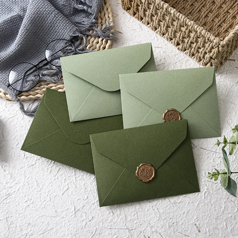 Envelope for Invitations Postcards Giftbox Message 300g Green Paper Wedding Business Storage Bag Supplies 20pcs/lot 16x12cm