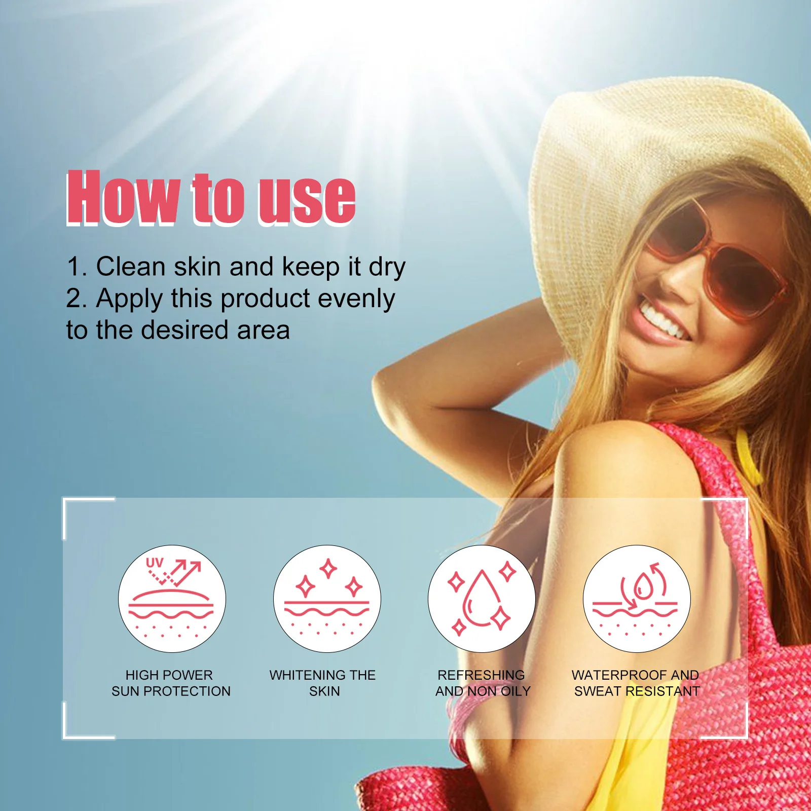 EELHOE Pink Roses Sun Protection Face Cream Outdoor Nicotinamide Matte Sun Stick Spf 50 Sunscreen Moisturizing Face Repair Cream