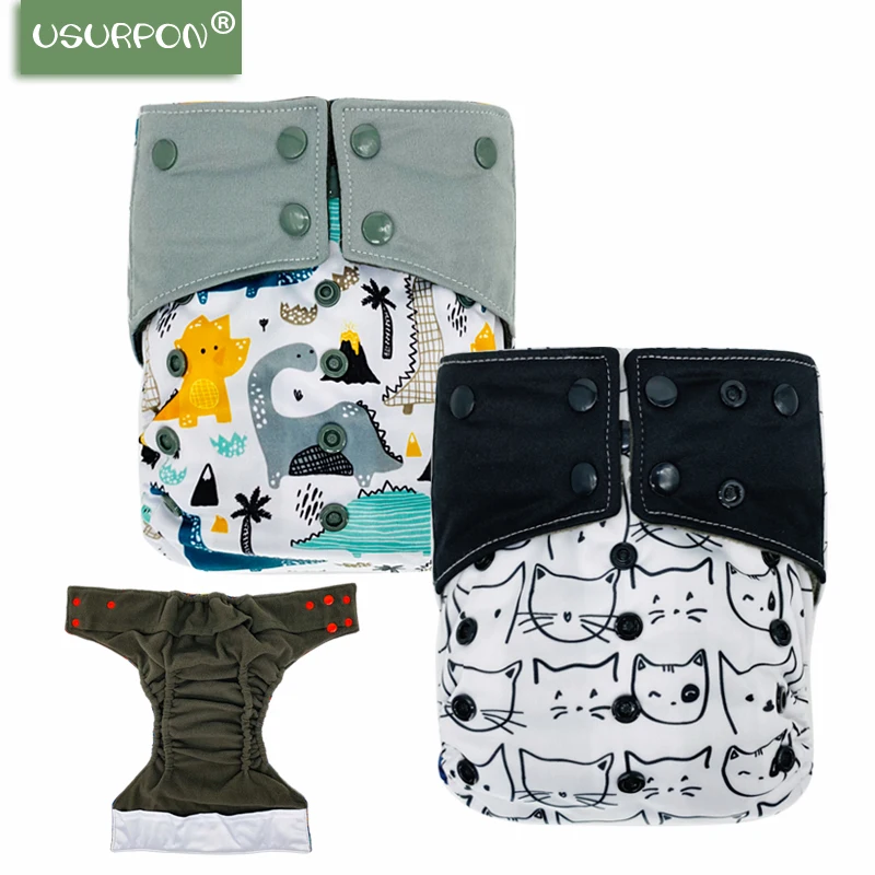 [Usurpon] 재사용 가능한 세탁 가능한 AI2 대나무 숯 내부 포켓 2 개 5-15kg 어린이 아기 천 기저귀  Best5
