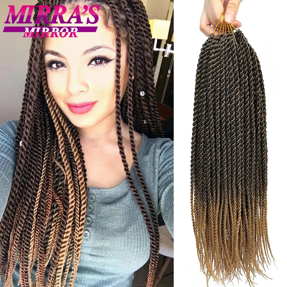 

Mini Senegalese Crochet Braids 14/18/22 Inch Senegalese Twist Hair Synthetic Braiding Hair for Black Women 30 Roots/Pack