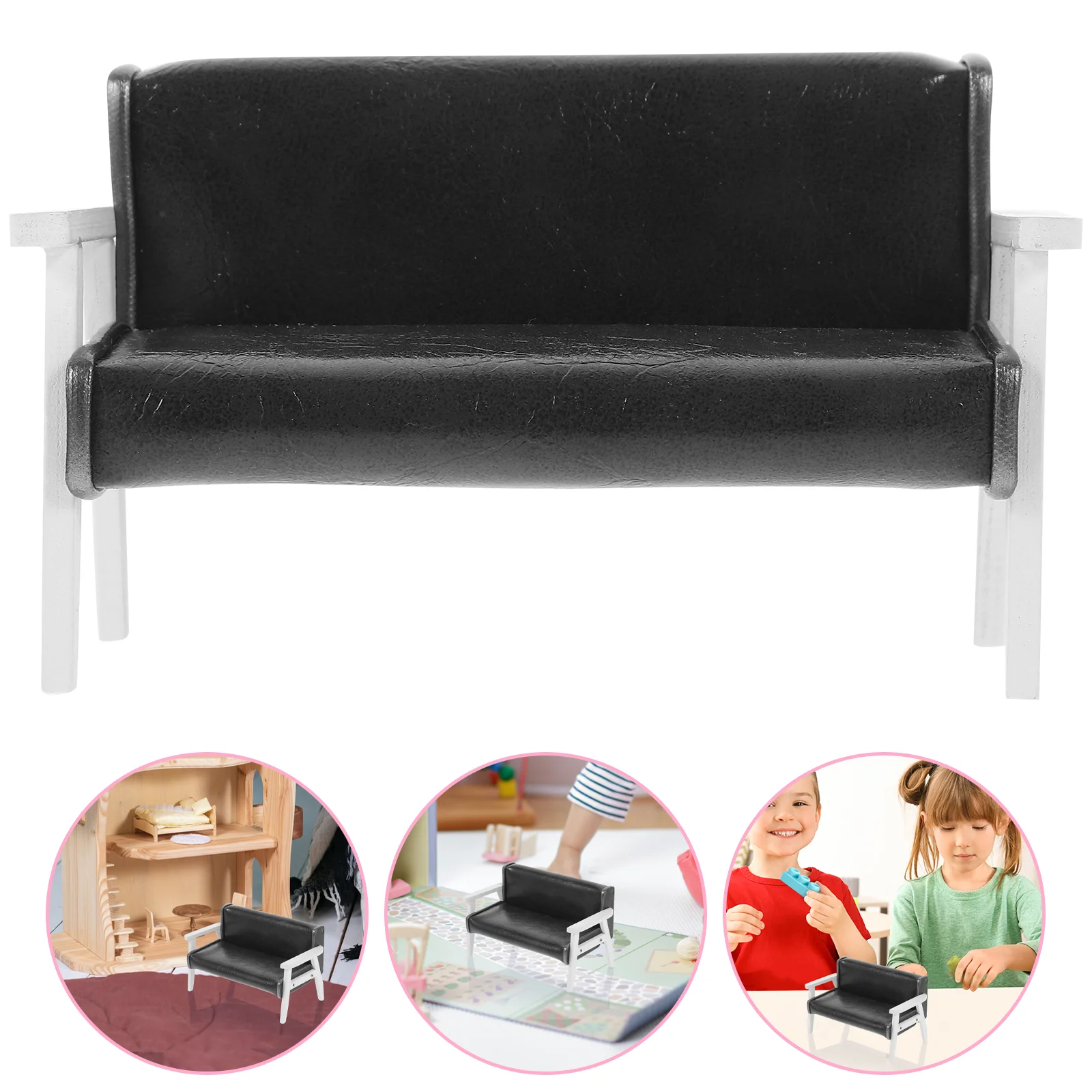 

House Sofa Chair Furniture Wooden Miniature Sofa Chair Micro Scene Layout Prop