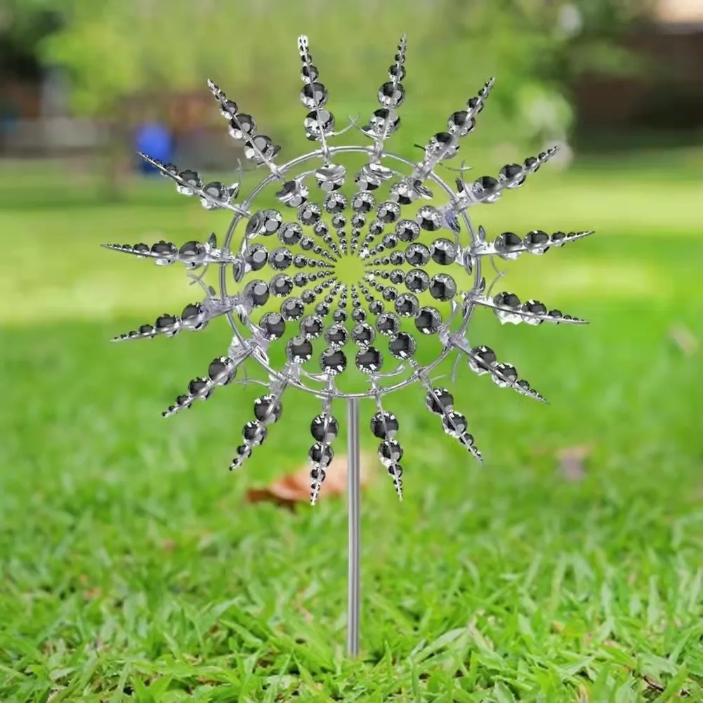 Magical Kinetic Metal Windmill Spinner Unique Wind Powered Catchers Creative Patio Garden Lawn Outdoor Courtyard Decoration 4