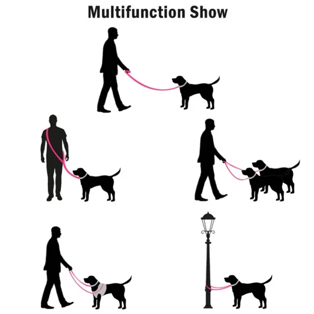 Dog Leash Hands Free Dogs Leash Adjustable Dogs Chain 230cm Double Leashes for Dog Walking Multifunctional Nylon Rope Pet Walker 5