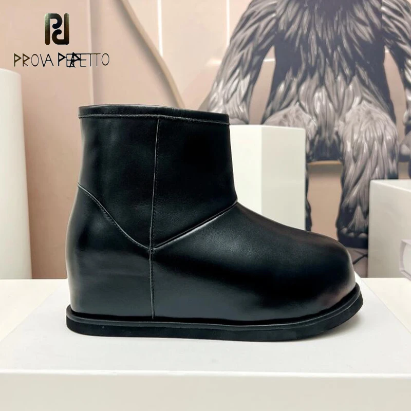 

Height Increasing Snow Boots Ladies Mini Boots New Real Leather Warm Wool Fur Wedge Shoes White Black 2022 New Winter Bota Chic