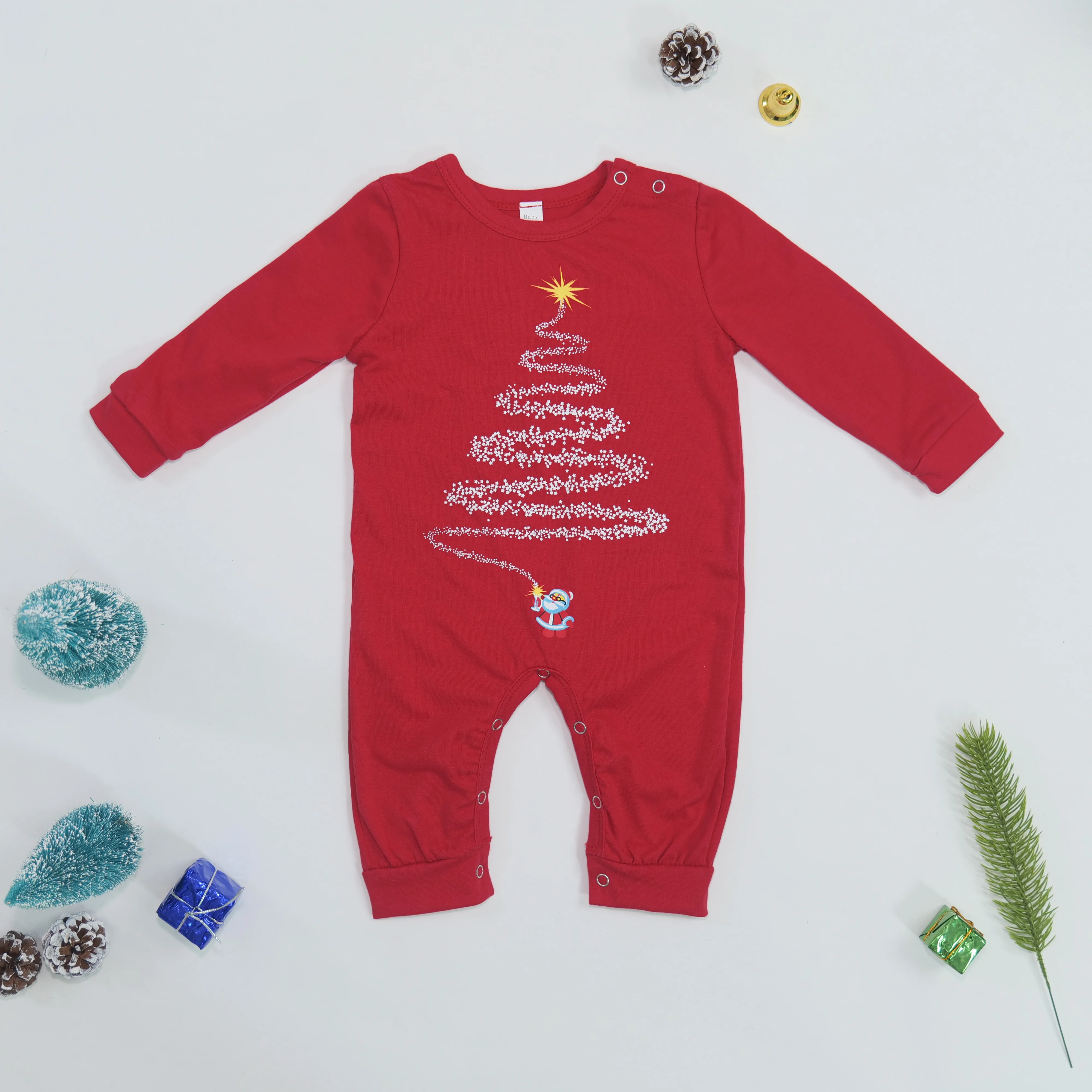 Festive Family Elk Ear Hooded One-Piece Jumpsuit Romper Pajama Set
