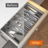 Upgradation Adjustable Flatware Tableware Organizer with Dividers Utensil Holder Plastic Storage Tray for Spoons Forks Knives 4