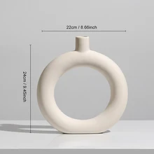  Nordic Vase Circular Hollow Ceramic Donuts Flower Pot Home Living Room Decoration Accessories Interior Office Desktop Decor Gift 
