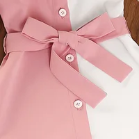 Robe pour filles de 4 à 7 ans, chemise en Patchwork, manches bouffantes, avec ceinture, tempérament élégant, robe pour bébé fille 6