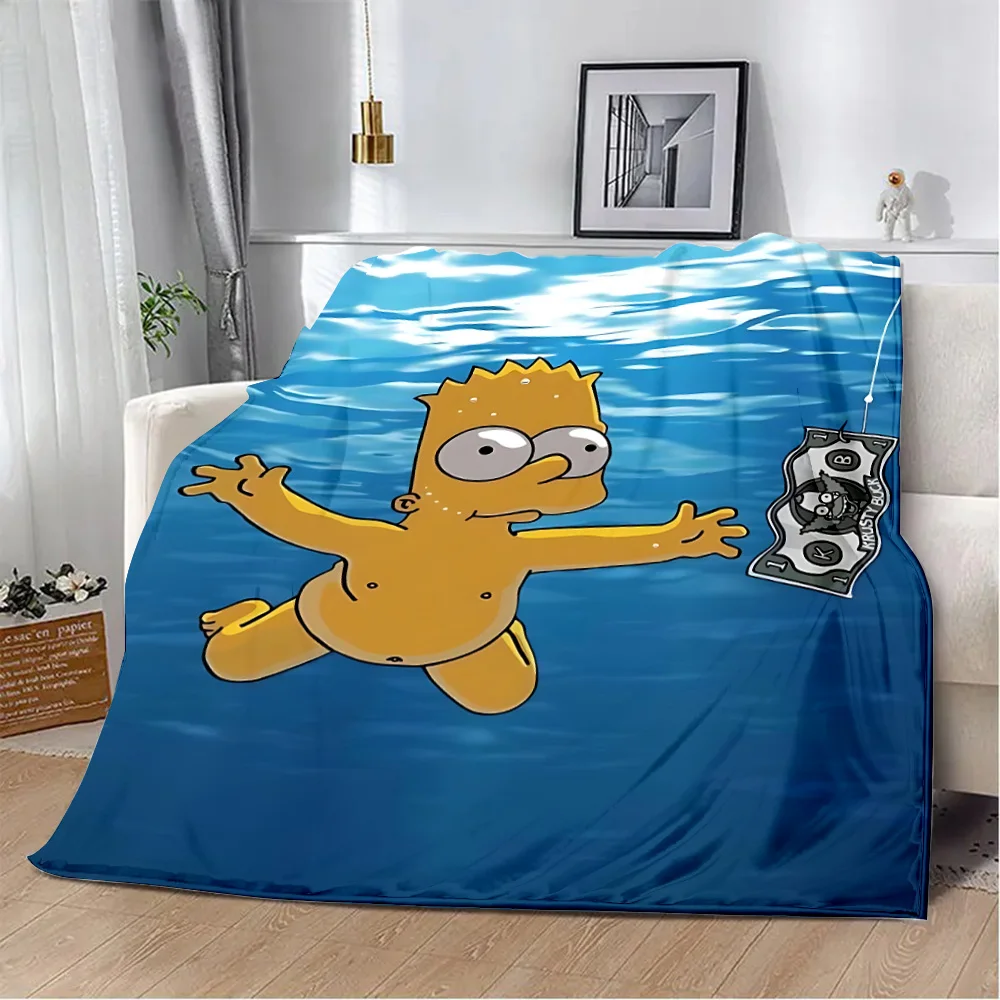 Funny Cartoon S-Simpson Printed Blanket Picnic Blankets Warm Blanket Soft and Comfortable Blanket Home Travel Birthday Gift 5