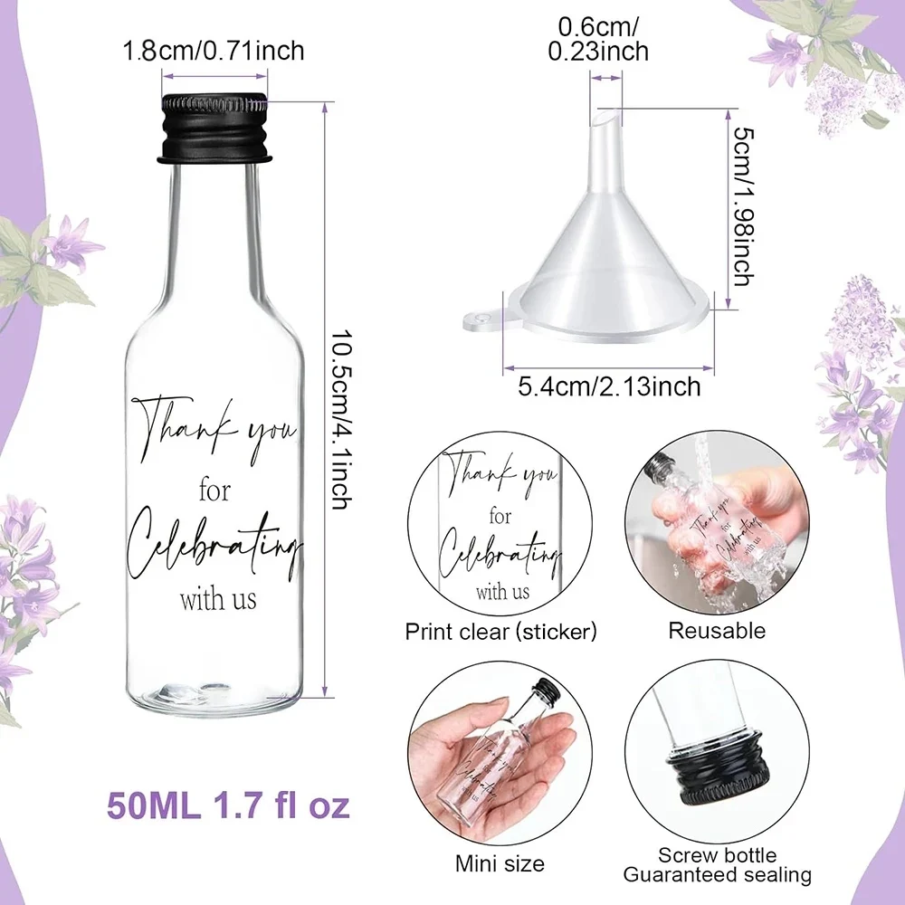 50ml 1.7oz Mini Liquor Bottles Small Plastic Spirit Bottles Wedding Mini Wine Bottles Plastic Alcohol Shot Bottles Party Favors 5
