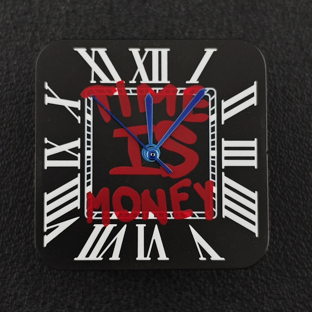 Square Dial 'Time is Money' Customized Watch Face for Premium Watch Accessories