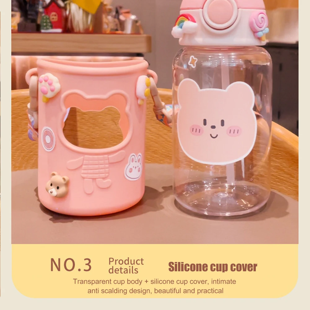 Kawaii 1L Bear Water Bottle  Cute Cup with Straw - Hello South Korea